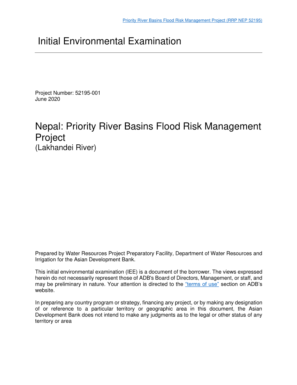 52195-001: Priority River Basins Flood Risk Management Project