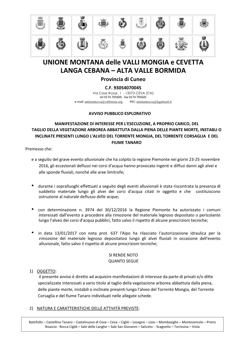 ALTA VALLE BORMIDA Provincia Di Cuneo C.F