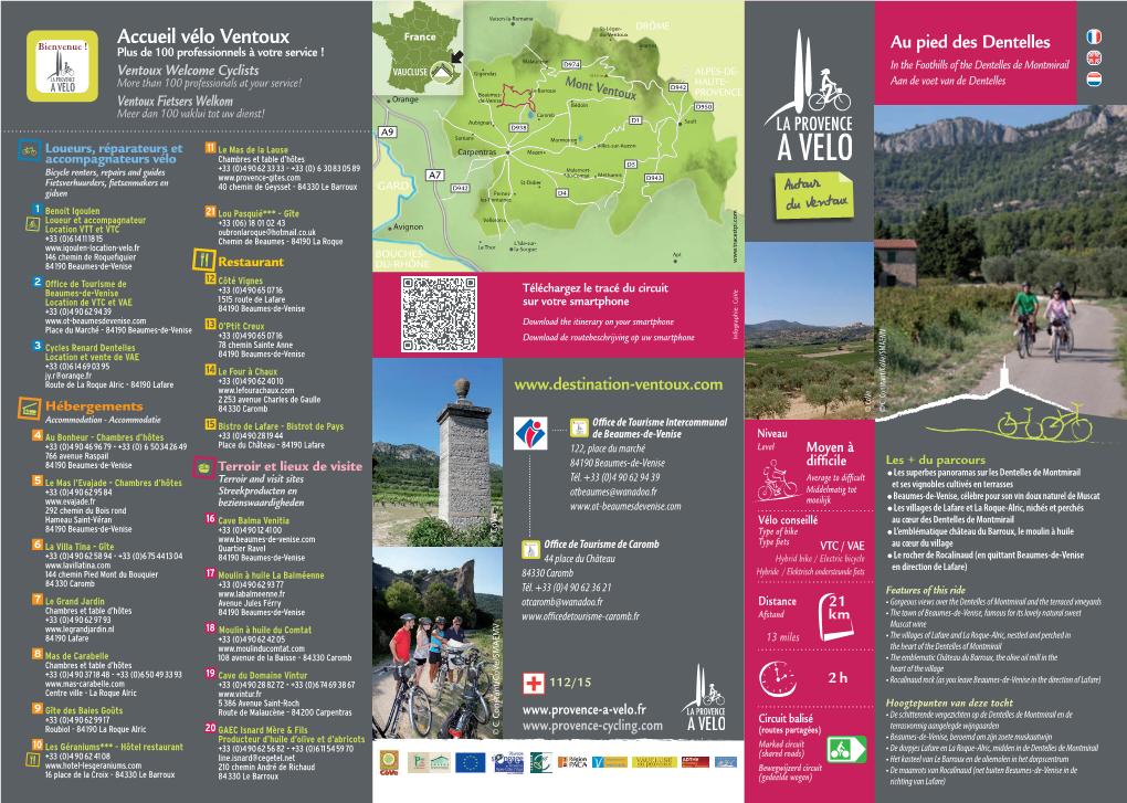 Fiche Vélo Au Pied Des Dentelles, Pdf