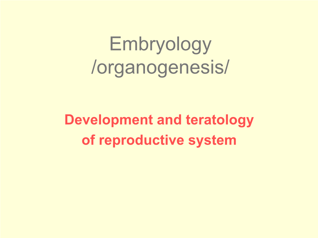 Embryology /Organogenesis