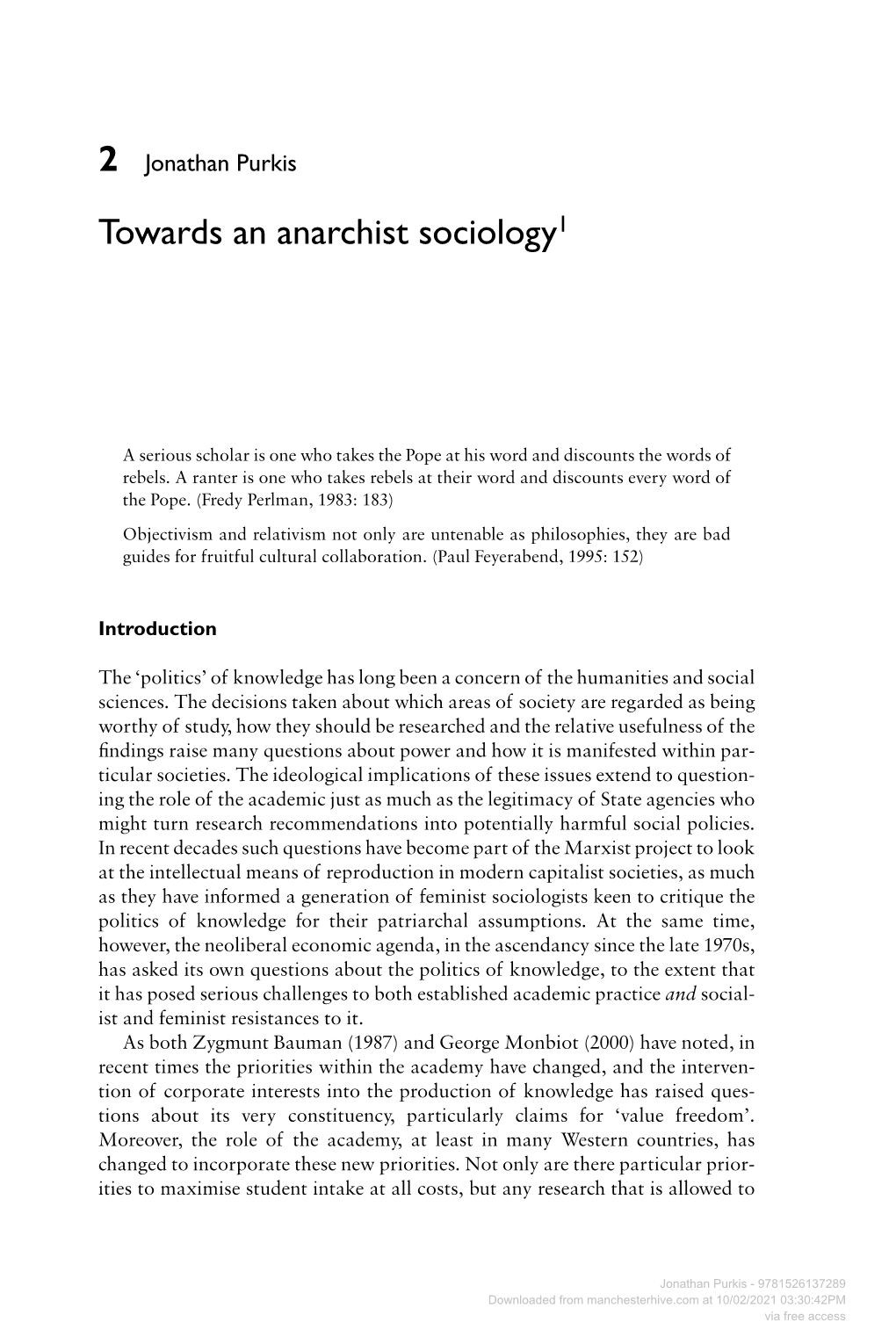 Towards an Anarchist Sociology