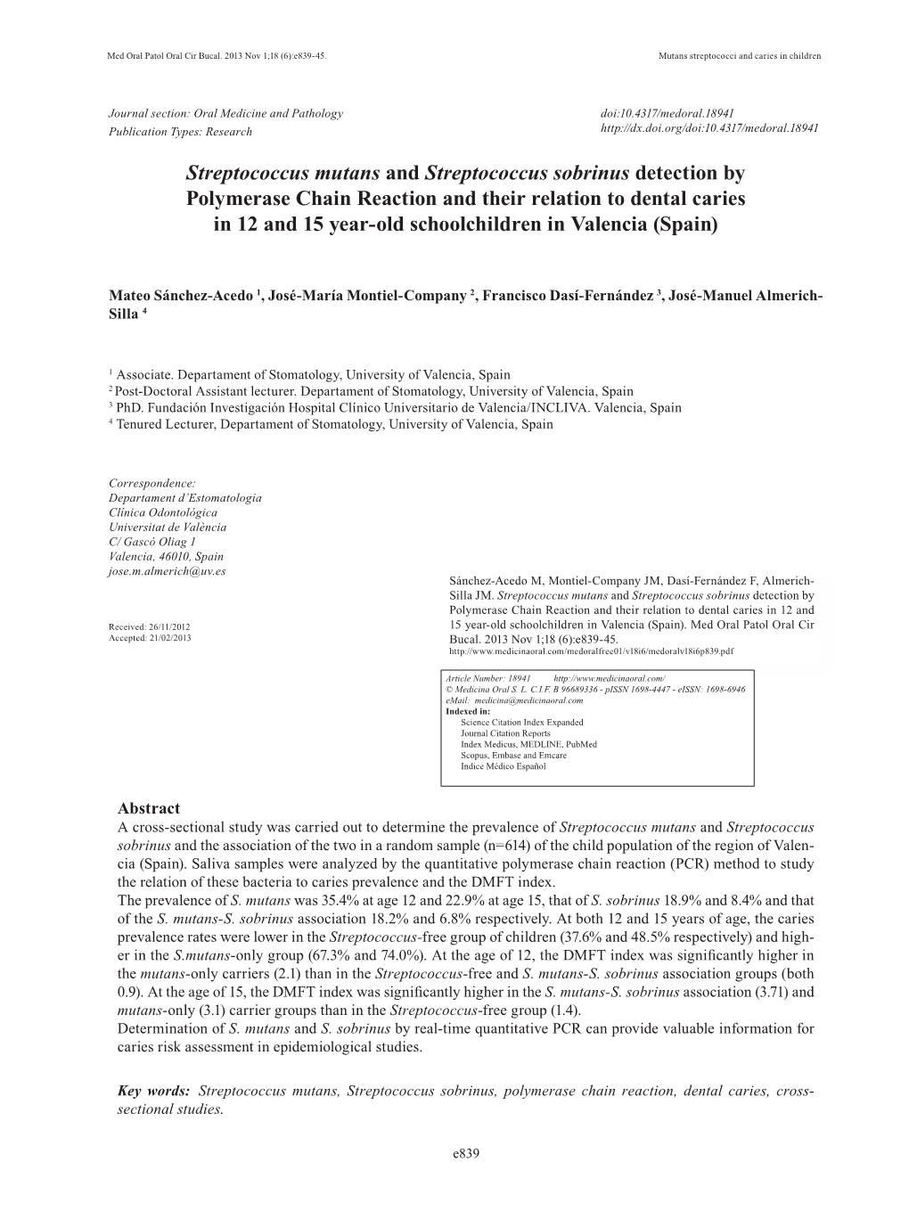 Streptococcus Mutans and Streptococcus Sobrinus Detection by Polymerase Chain Reaction and Their Relation to Dental Caries in 12