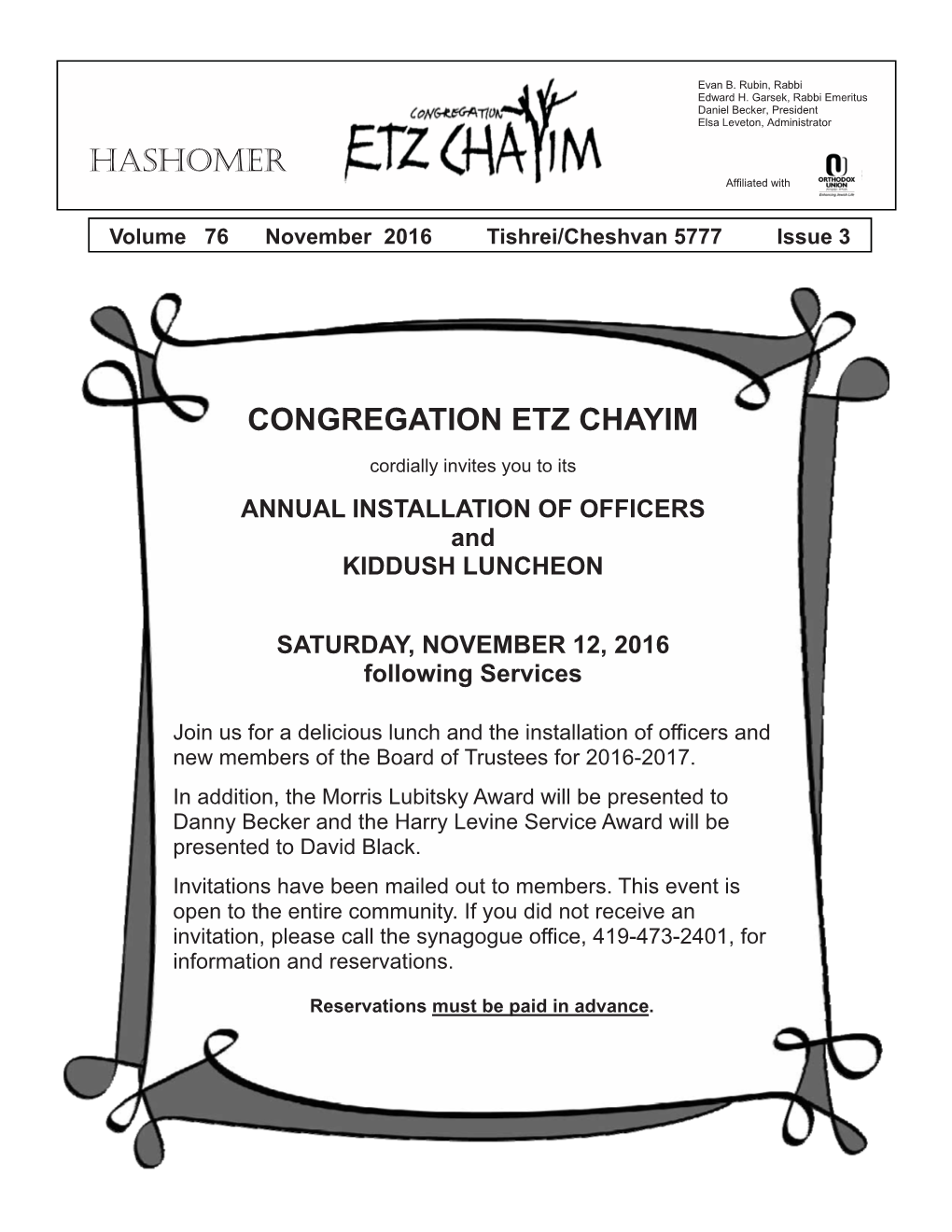 Hashomer Congregation Etz Chayim