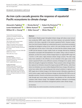 An Iron Cycle Cascade Governs the Response of Equatorial Pacific Ecosystems to Climate Change