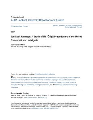 Spiritual Journeys: a Study of Ifá /Òrìṣà Practitioners in the United States Initiated in Nigeria