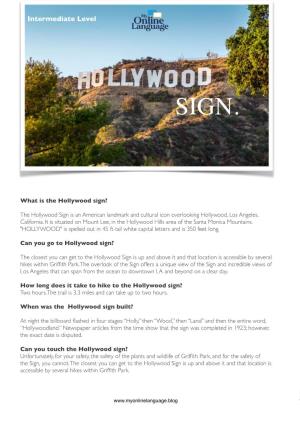 About Hollywood Sign