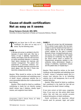 Cause-Of-Death Certification: Not As Easy As It Seems