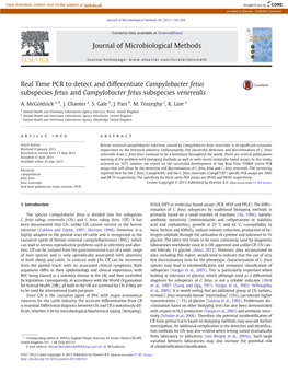 Real Time PCR to Detect and Differentiate Campylobacter Fetus Subspecies Fetus and Campylobacter Fetus Subspecies Venerealis