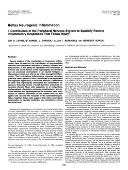 Reflex Neurogenic Inflammation I