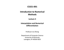 CS321-001 Introduction to Numerical Methods