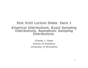 Stat 5102 Lecture Slides: Deck 1 Empirical Distributions, Exact Sampling Distributions, Asymptotic Sampling Distributions