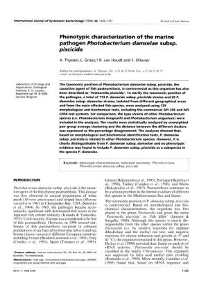 Phenotypic Characterization of the Marine Pathogen Photobacterium Damselae Subsp