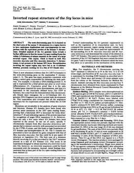 Inverted Repeat Structure of the Sry Locus in Mice