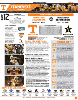 KICKING OFF • Tennessee Welcomes Vanderbilt at 4 P.M