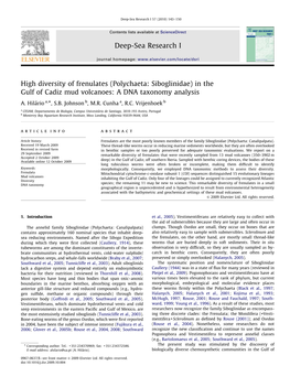 (Polychaeta: Siboglinidae) in the Gulf of Cadiz Mud Volcanoes: a DNA Taxonomy Analysis