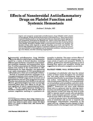 Effects of Nonsteroidal Antiinflammatory Drugs on Platelet Function and Systemic Hemostasis