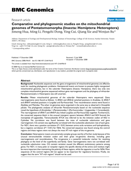 Comparative and Phylogenomic Studies on the Mitochondrial