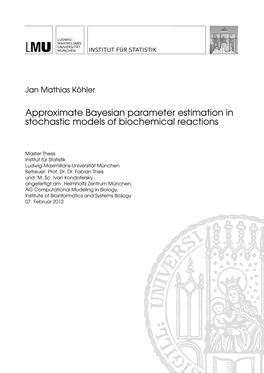 Approximate Bayesian Parameter Estimation in Stochastic Models of Biochemical Reactions