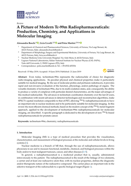 A Picture of Modern Tc-99M Radiopharmaceuticals: Production, Chemistry, and Applications in Molecular Imaging