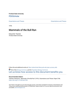 Mammals of the Bull Run