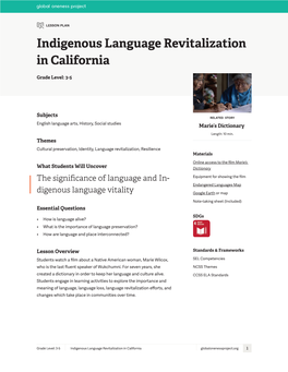 Indigenous Language Revitalization in California