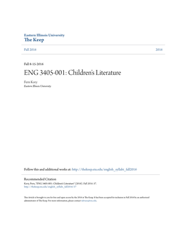 ENG 3405-001: Children's Literature Fern Kory Eastern Illinois University