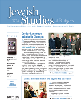 At Rutgers the Allen and Joanstudibildner Center for the Study of Jeewish Lifs E • Department of Jewish Studies