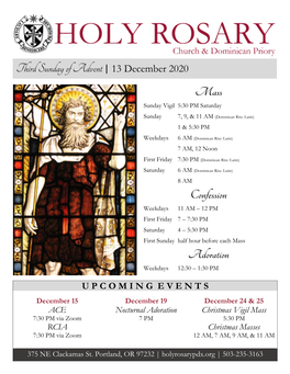 Third Sunday of Advent | 13 December 2020 Mass Confession