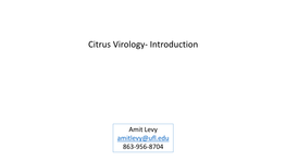 Citrus Virology- Introduction