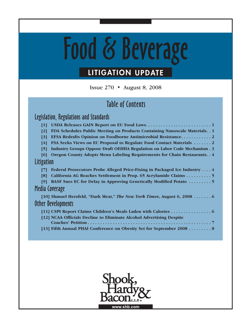 Food & Beverage Litigation Update