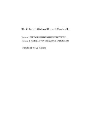 The Collected Works of Bernard Mandeville