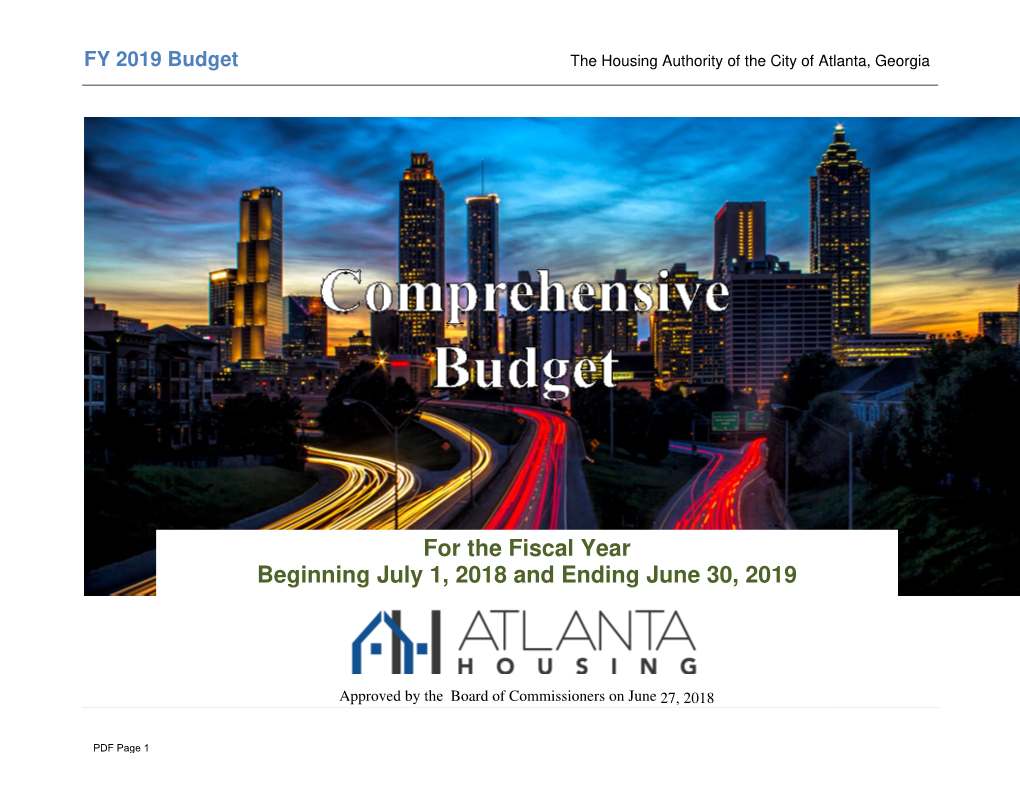 For the Fiscal Year Beginning July 1, 2018 and Ending June 30, 2019