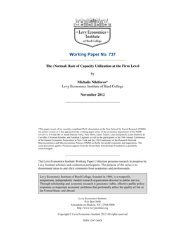 Rate of Capacity Utilization at the Firm Level