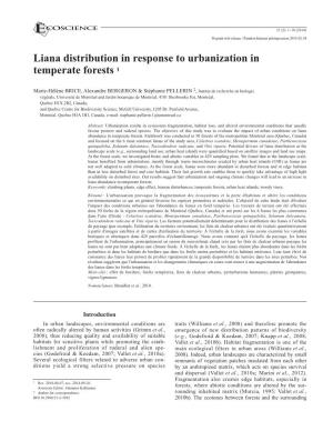 Liana Distribution in Response to Urbanization in Temperate Forests 1