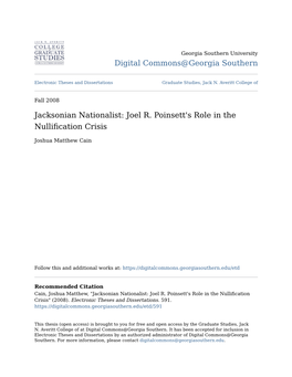 Joel R. Poinsett's Role in the Nullification Crisis