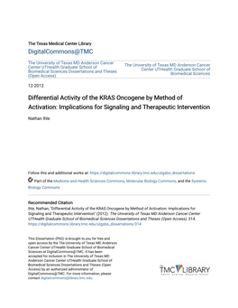 Differential Activity of the KRAS Oncogene by Method of Activation: Implications for Signaling and Therapeutic Intervention
