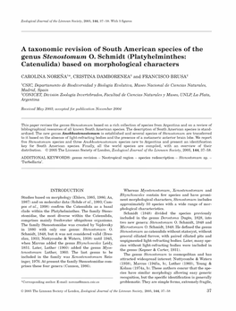 A Taxonomic Revision of South American Species of the Genus Stenostomum O