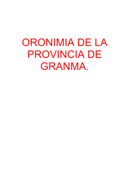 Oronimia De La Provincia De Granma