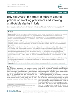 Italy Simsmoke: the Effect of Tobacco Control Policies on Smoking