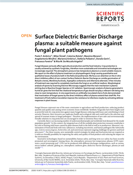 Surface Dielectric Barrier Discharge Plasma: a Suitable Measure Against Fungal Plant Pathogens Paolo F