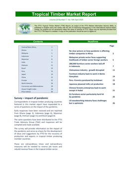 ITTO Tropical Timber Market Report to Reproduce News on the Japanese Market Romania 2,605 Precisely As It Appears in the JLR