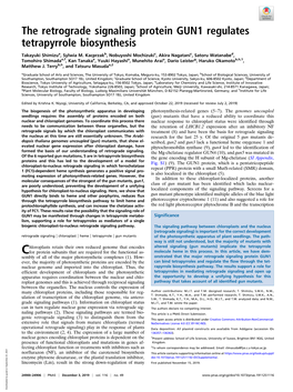 The Retrograde Signaling Protein GUN1 Regulates Tetrapyrrole Biosynthesis