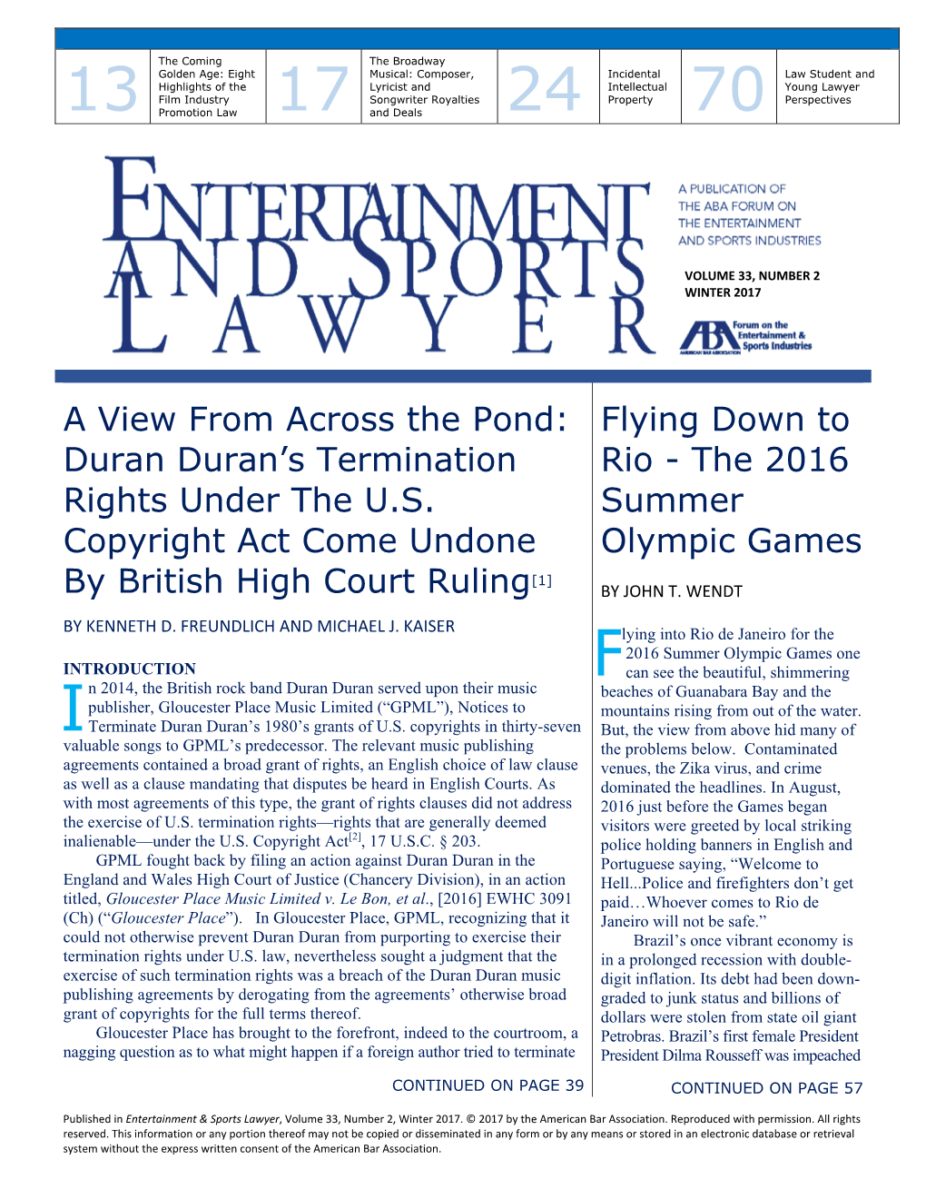 Duran Duran's Termination Rights Under the US Copyright Act Come Undone by British High Court R