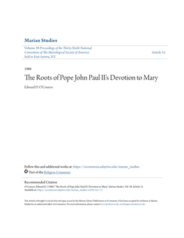 The Roots of Pope John Paul II's Devotion to Mary Edward D