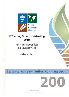 11Th Young Scientists Meeting 2018 14Th – 16Th November in Braunschweig