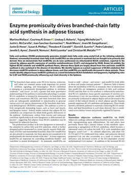 Enzyme Promiscuity Drives Branched-Chain Fatty Acid Synthesis in Adipose Tissues