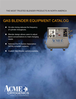 GAS BLENDER EQUIPMENT CATALOG For