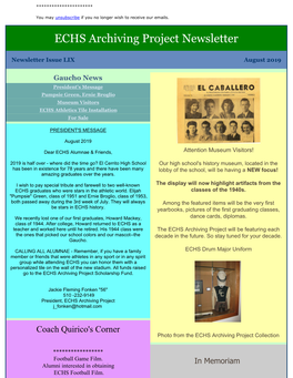 ECHS Archiving Project Newsletter
