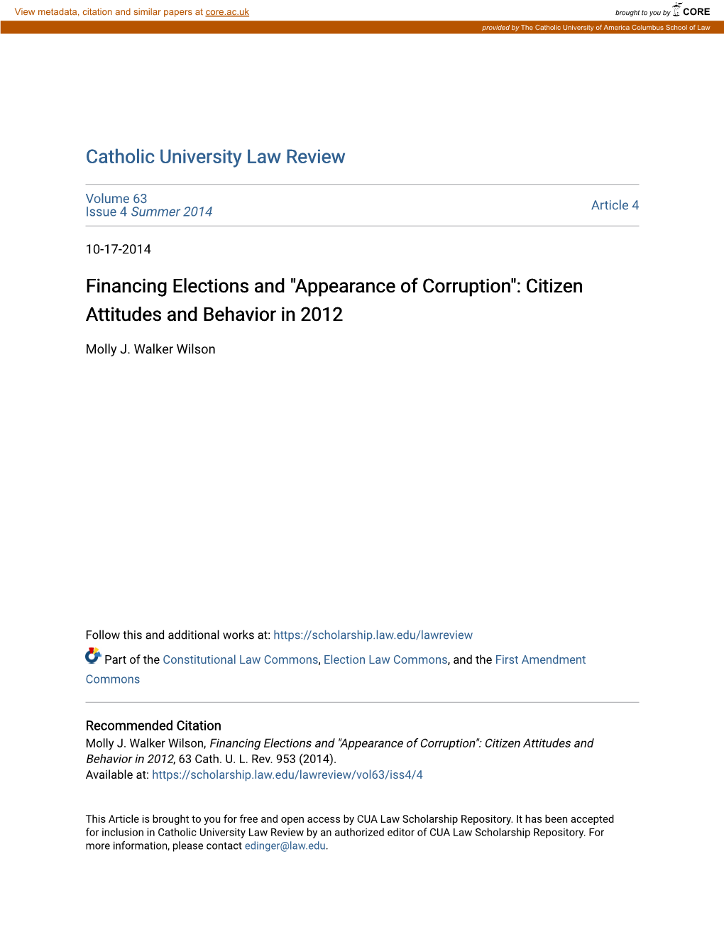 Appearance of Corruption": Citizen Attitudes and Behavior in 2012