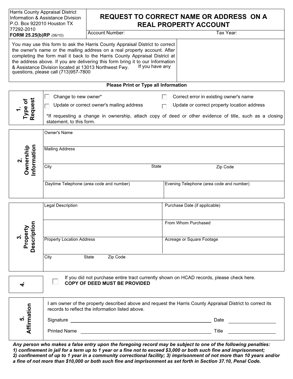 Request to Correct Name Or Address on a Real Property - DocsLib